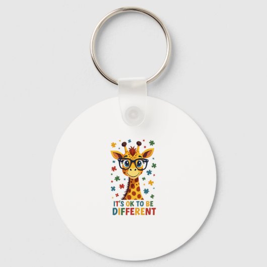 It's Ok To Be Different Giraffe Autism Awareness B Sleutelhanger (Voorkant)