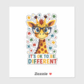 It's Ok To Be Different Giraffe Autism Awareness B Sticker (Vel)