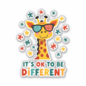 It's Ok To Be Different Giraffe Autism Awareness B Sticker (Voorkant)