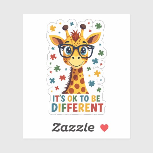It's Ok To Be Different Giraffe Autism Awareness B Sticker (Vel)