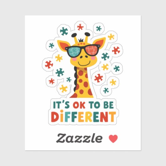 It's Ok To Be Different Giraffe Autism Awareness B Sticker (Vel)