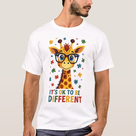 It's Ok To Be Different Giraffe Autism Awareness B T-shirt (Voorkant)