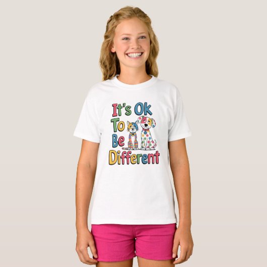 It's ok to be different t-shirt (Voorkant volledig)