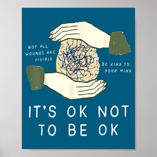 Its Ok To Not Be Ok Suicide Prevention Awareness B Poster (Voorkant)