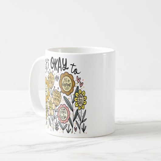 It's Okay To Boho Floral Coffee Mug Koffiemok (Voorkant links)