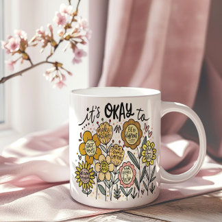 It's Okay To Boho Floral Coffee Mug Koffiemok