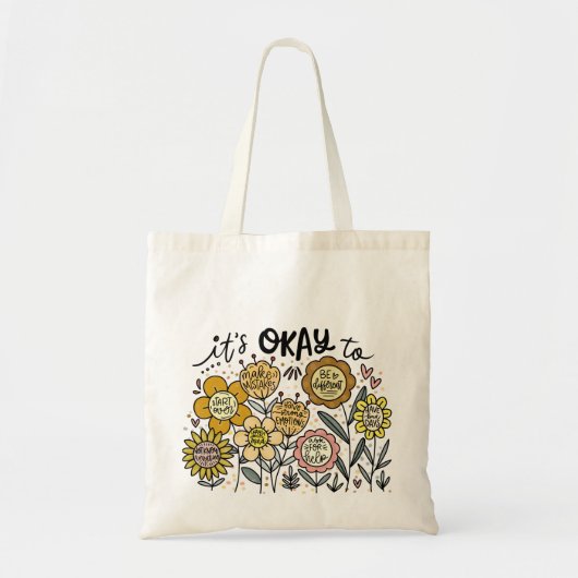 It's Okay To Boho Floral Tote Bag (Voorkant)