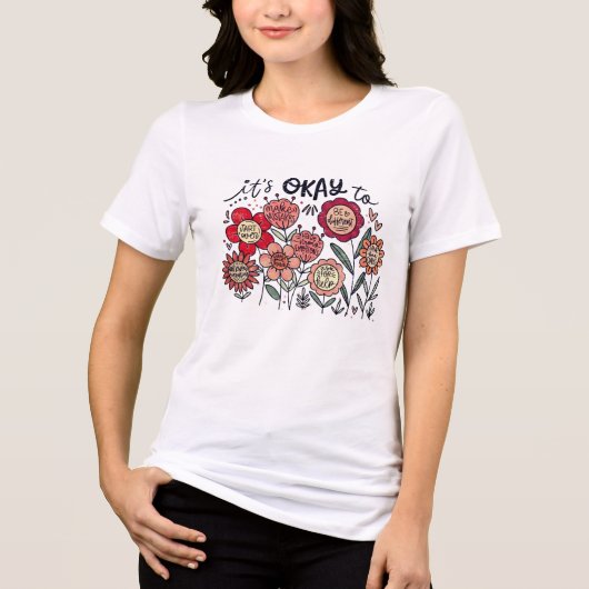 It's okay to boho Mental Health Awareness Floral  Tri-Blend Shirt (Voorkant)