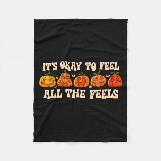 It's Okay To Feel Mental Health Fall Pumpkin Hallo Fleece Deken (Voorkant)