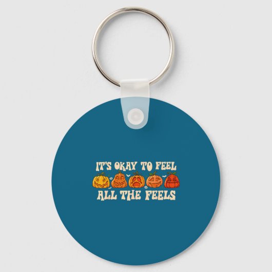 It's Okay To Feel Mental Health Fall Pumpkin Hallo Sleutelhanger (Voorkant)
