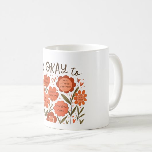 it's OKAY to – Retro Positivity Floral Design Koffiemok (Voorkant rechts)