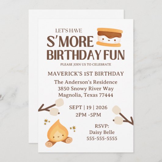 It's S'more Fun to Be One First Birthday Kaart (Voorkant / Achterkant)