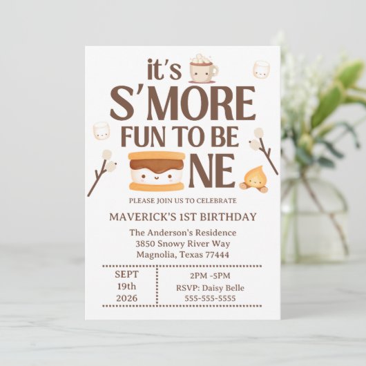 It's S'more Fun to Be One First Birthday Kaart (Staand voorkant)