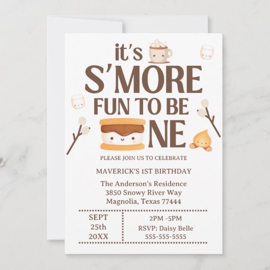 It's S'more Fun to Be One Kids 1st Birthday  Kaart (Voorkant)
