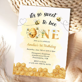 It's So Sweet To Bee 1st Birthday Invitation Kaart