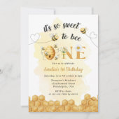 It's So Sweet To Bee 1st Birthday Invitation Kaart (Voorkant)