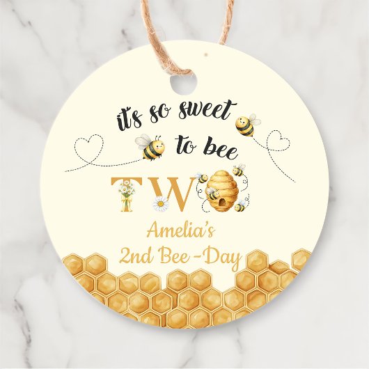 It's So Sweet To Bee 2nd Birthday Bedankjes Labels