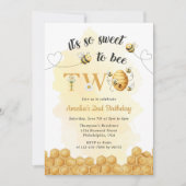 It's So Sweet To Bee 2nd Birthday Invitation Kaart (Voorkant)