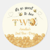 It's So Sweet To Bee 2nd Birthday Ronde Sticker (Voorkant)