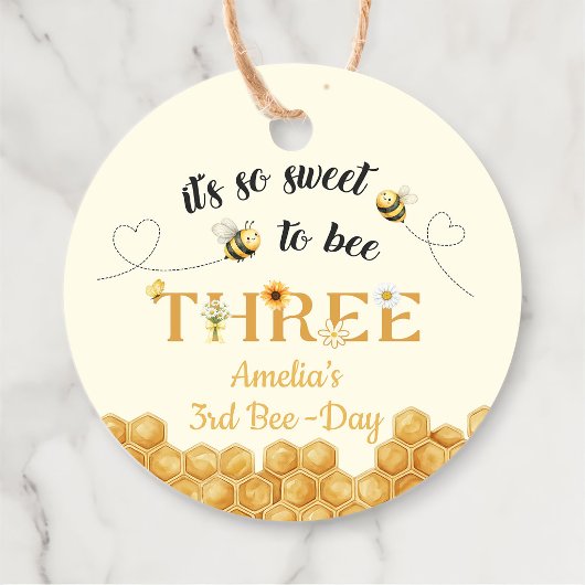 It's So Sweet To Bee 3rd Birthday Bedankjes Labels