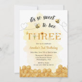 It's So Sweet To Bee 3rd Birthday Invitation Kaart (Voorkant)