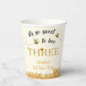 It's So Sweet To Bee 3rd Birthday Papieren Bekers (Achterkant)