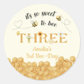 It's So Sweet To Bee 3rd Birthday Ronde Sticker (Voorkant)