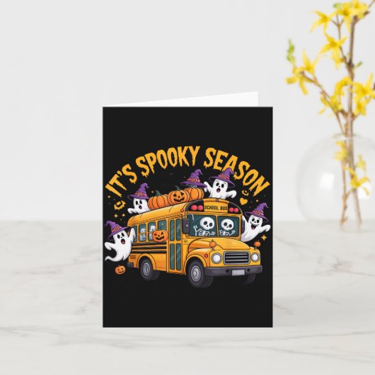 It's Soky Season Funny Teacher Halloween School Bu Kaart (Gele Bloem)