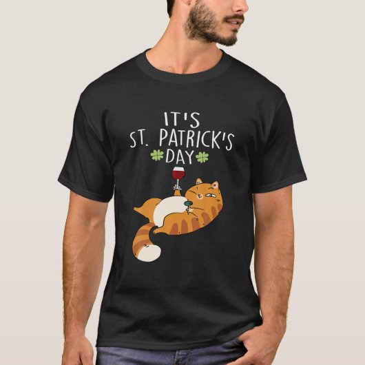 It's St Patrick's Day Funny Cat Face Saint Patrick T-shirt (Voorkant)