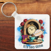 "It's Tea Time"– Alice in Wonderland Inspired Sleutelhanger (Voorkant)