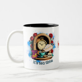 "It's Tea Time" – Alice in Wonderland inspired Tweekleurige Koffiemok