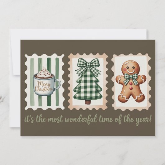 It's The Most Wonderful Time Christmas Gingerbread Feestdagenkaart (Voorkant)