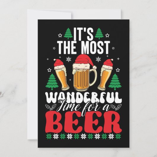 It's The Most Wonderful Time For A Beer Christmas Feestdagenkaart (Voorkant)