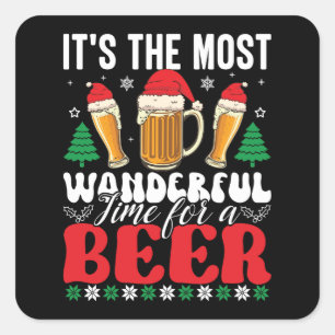 It's The Most Wonderful Time For A Beer Christmas Vierkante Sticker