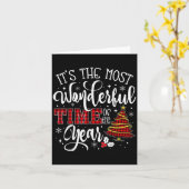 Its The Most Wonderful Time Of The Year Red Plaid  Kaart (Gele Bloem)