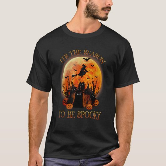 Its The Seasson To Be Spooky Black Cat Halloween T-shirt (Voorkant)