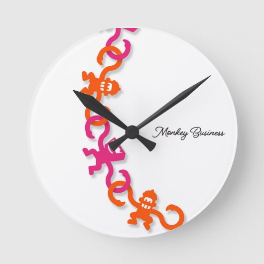 It's time for Monkey Business Round Wall Clock Ronde Klok (Voorkant)