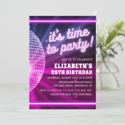 It's time to Party | Disco Birthday Theme Kaart (Staand voorkant)