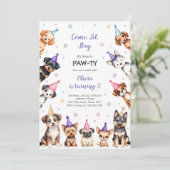 It's Time to Paw-ty Party Animals Kids Birthday In Kaart (Staand voorkant)