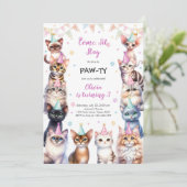 It's Time to Paw-ty Party Animals Kids Birthday Kaart (Staand voorkant)