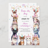 It's Time to Paw-ty Party Animals Kids Birthday Kaart (Voorkant / Achterkant)