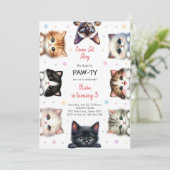 It's Time to Paw-ty Party Animals Kids Birthday Kaart (Staand voorkant)