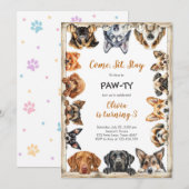 It's Time to Paw-ty Party Animals Kids Birthday Kaart (Voorkant / Achterkant)