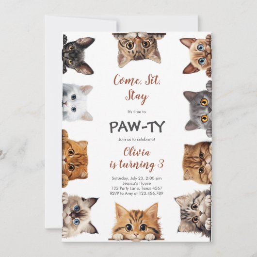 It's Time to Paw-ty Party Animals Kids Birthday Kaart (Voorkant)