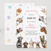 It's Time to Paw-ty Party Animals Kids Birthday Kaart (Voorkant / Achterkant)