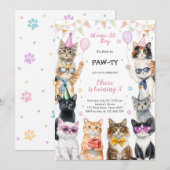 It's Time to Paw-ty Party Animals Kids Birthday Kaart (Voorkant / Achterkant)