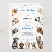 It's Time to Paw-ty Party Animals Kids Birthday Kaart (Voorkant / Achterkant)