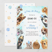 It's Time to Paw-ty Party Animals Kids Birthday Kaart (Voorkant / Achterkant)