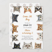 It's Time to Paw-ty Party Animals Kids Birthday Kaart (Voorkant / Achterkant)