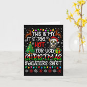 It's Too Hot For Ugly Christmas Sweaters Lemur Ani Kaart (Gele Bloem)